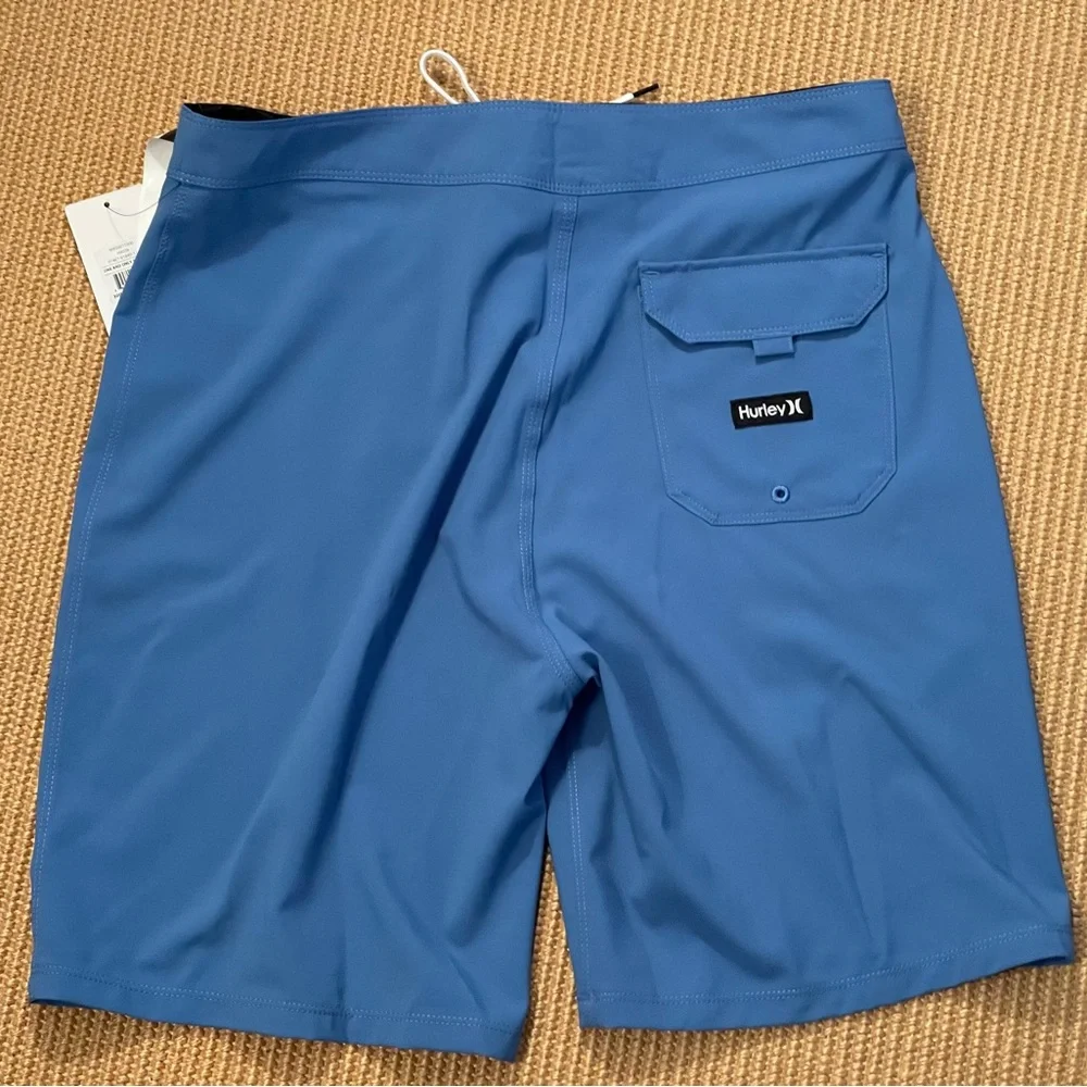 Hurley Men's Bright Blue Board Shorts with White Drawstring